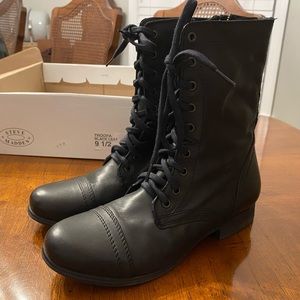 Steve Madden Troopa Black Leather Size 9.5